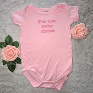 100% Cotton Pink "Baby Sister" 9-12m